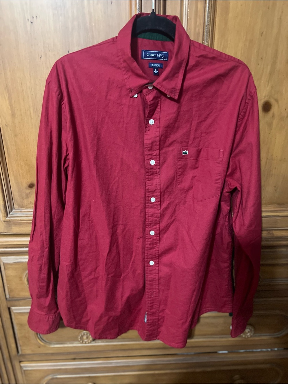 Crown & Ivy Men's Red Button-Down Shirt large